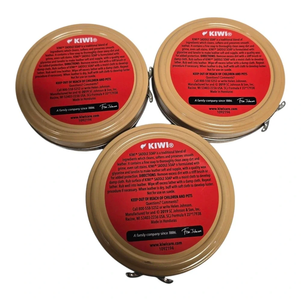 Kiwi Saddle Soap 3.125‎ Ounce (3 PACK) Removes Dirt And Grime On Leather New
